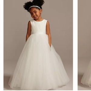 David’s bridal ball gown flower girl dress with heart cutout
